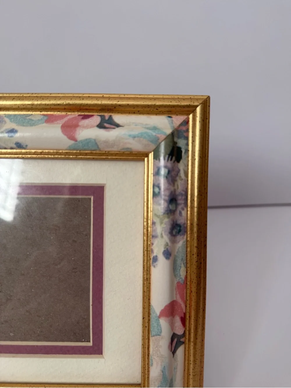 Floral Gold Accent Photo Frame - Cream, Pink & Green
